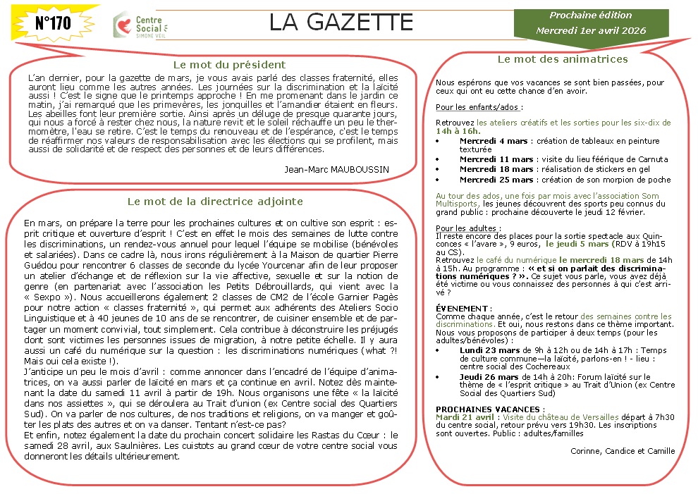 La Gazette du mois