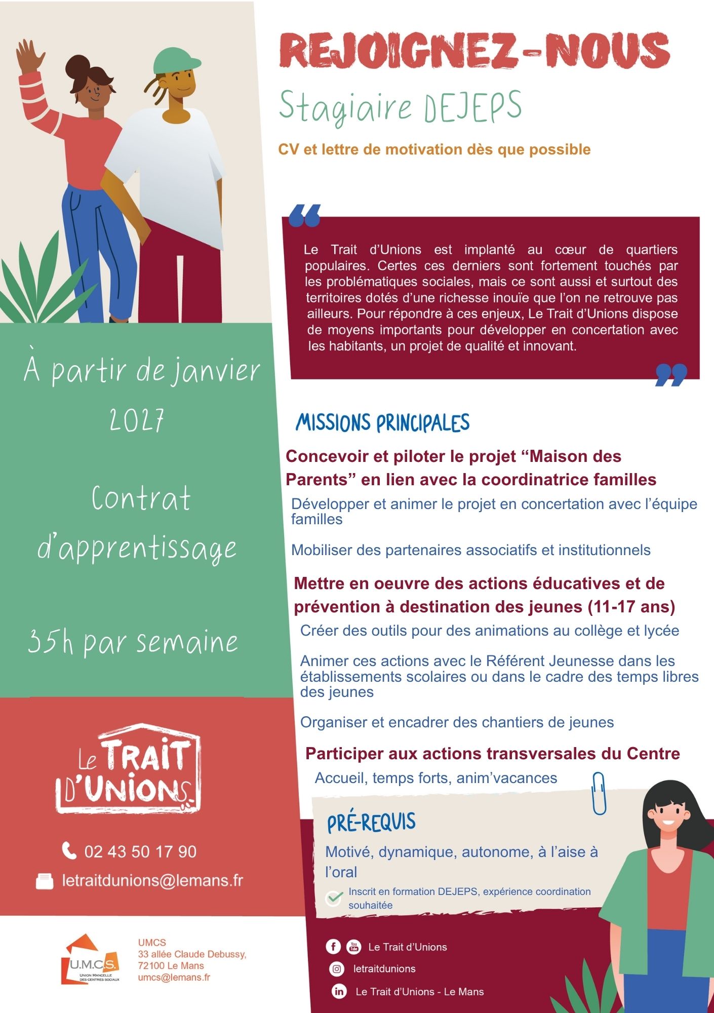 Rejoignez-nous stagiaire DEJEPS !